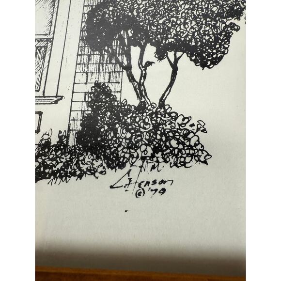 Vintage Wall Art Victorian House w Mansard Roof Signed Lithograph C Henson 1979 - Picture 5 of 6
